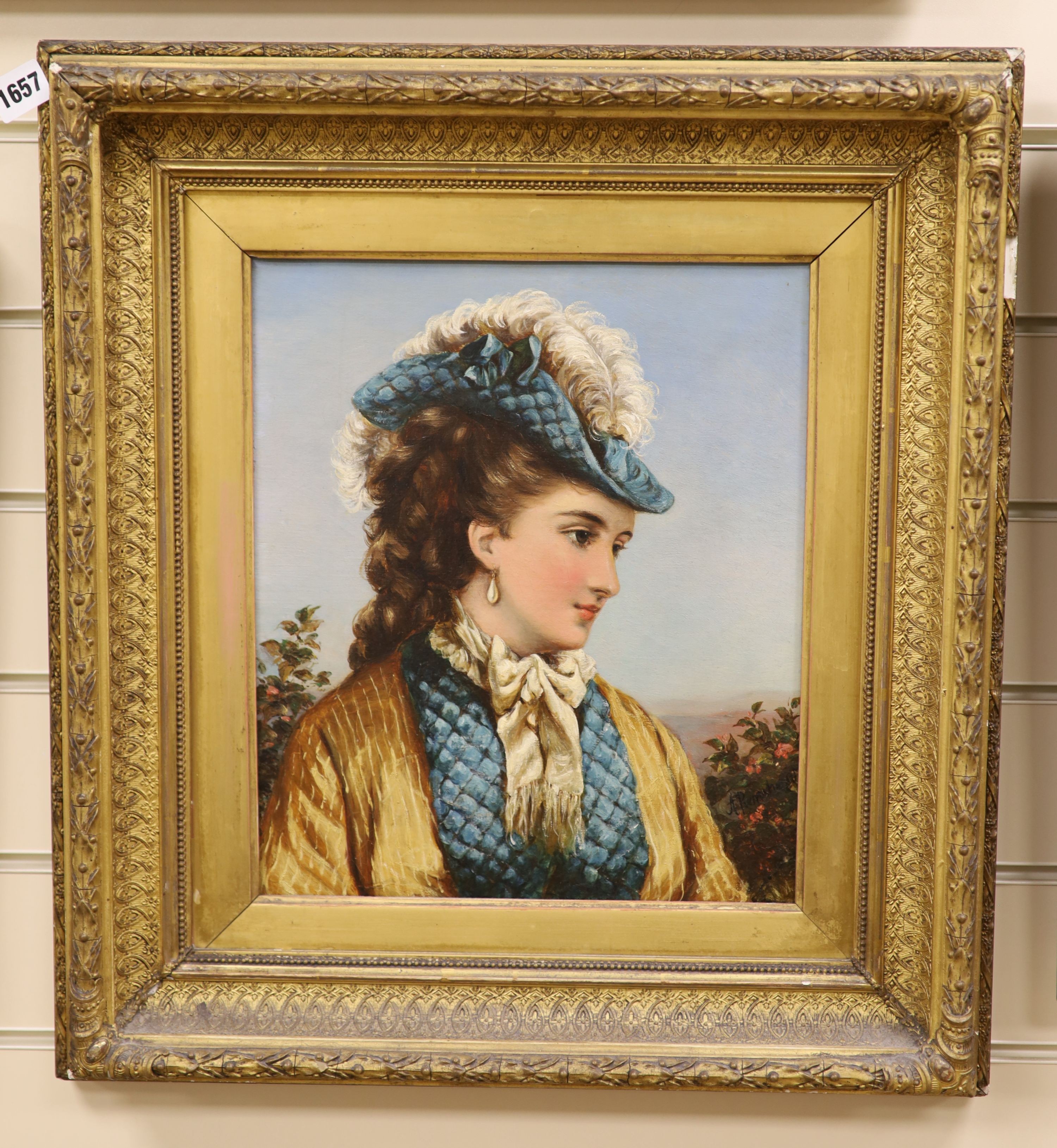 Alice Renshaw (fl.1880-1890), oil on canvas, An Elegant Lady, signed, 35 x 29cm.